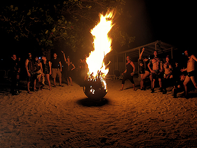 Beach Burning Bonfire Party on The Beach with DJ